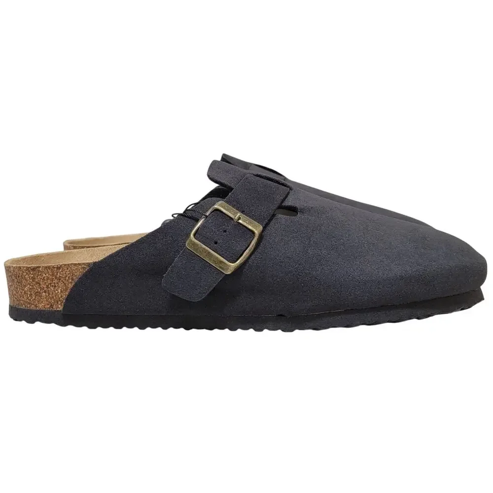 Cotton On Men Closed Toe Buckle Slide Clogs Size US 9 Black Faux Suede